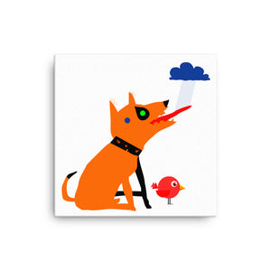 Dog drinking rain Canvas