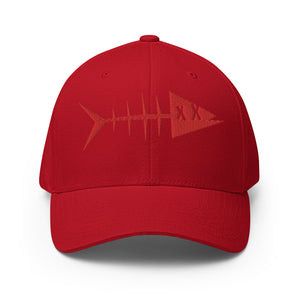 Clishirt© 3D Puff Embroidered Red Fish Structured Twill Cap