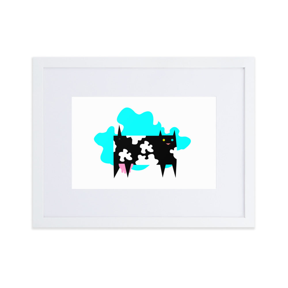 Cat-Cow Matte Paper Framed Poster With Mat