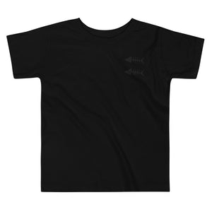 Clishirt© Embroidered Black Fish Toddler Black Short Sleeve Tee