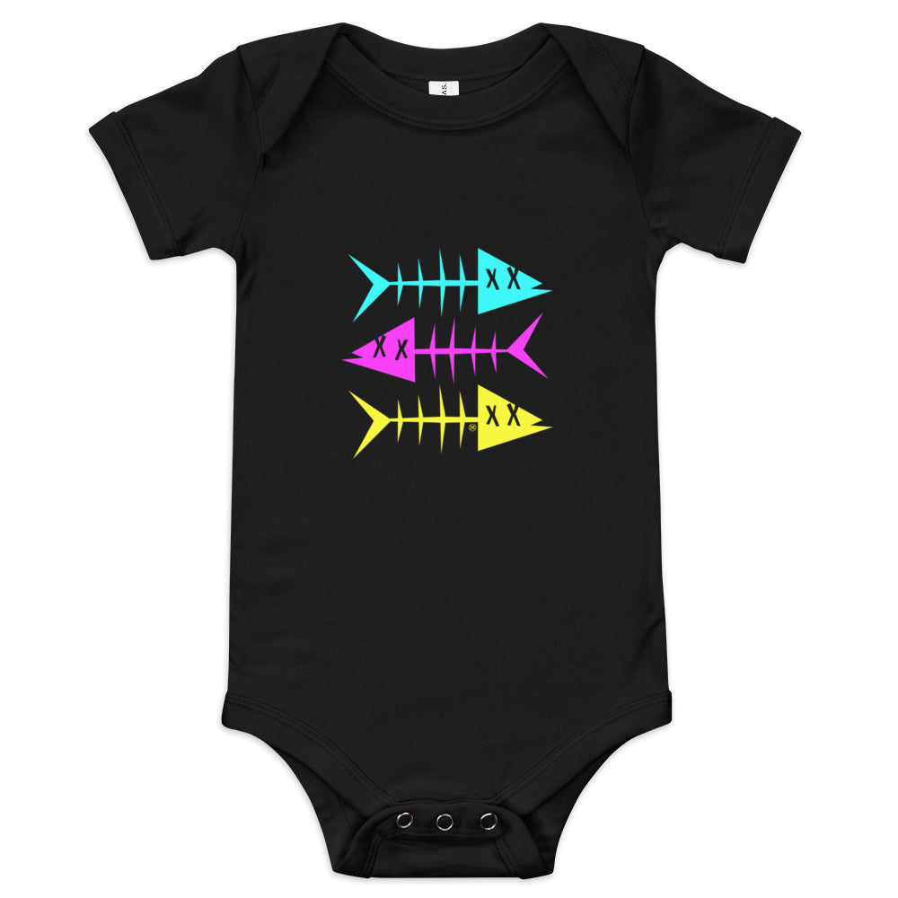 Clishirt© Cyan Magenta Yellow Fish Baby short sleeve one piece