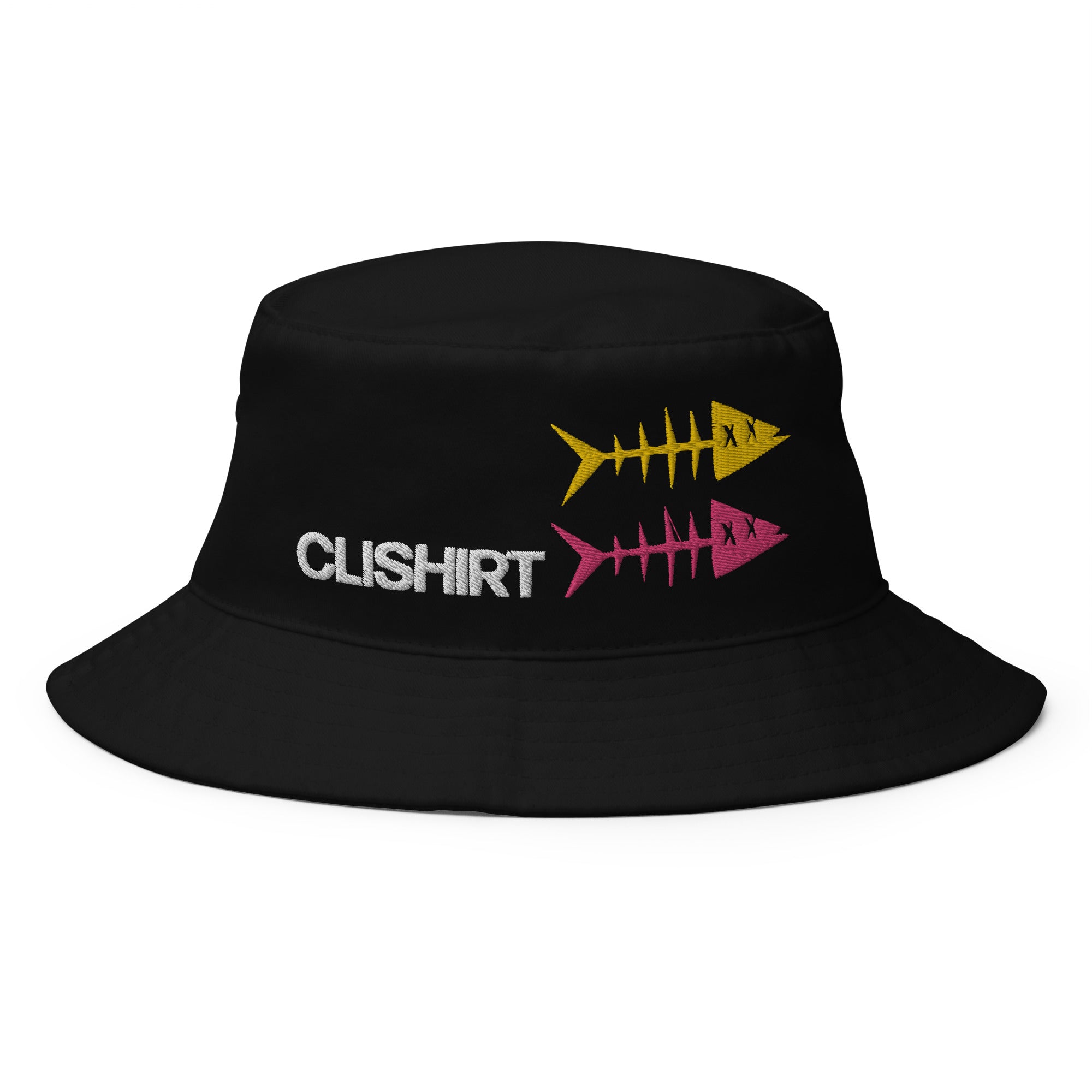 Clishirt© Embroidered Yellow Magenta Fish Bucket Hat