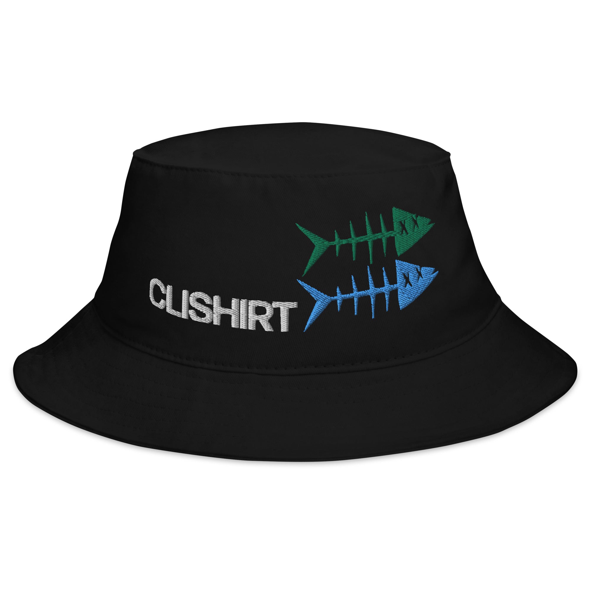 Clishirt© Embroidered Green Blue Fish Bucket Hat