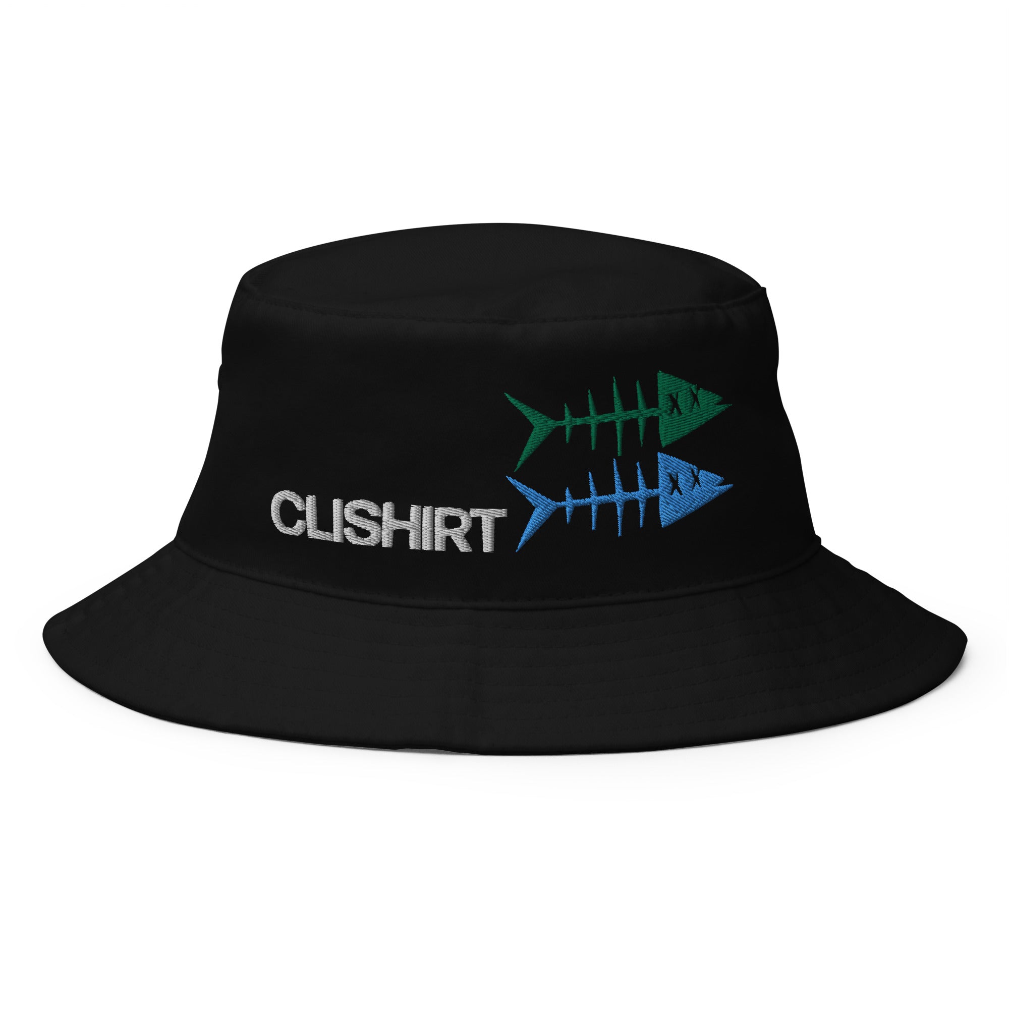 Clishirt© Embroidered Green Blue Fish Bucket Hat