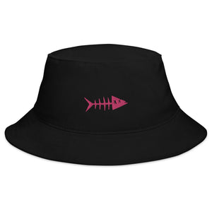 Clishirt© Embroidered Magenta FishBucket Hat