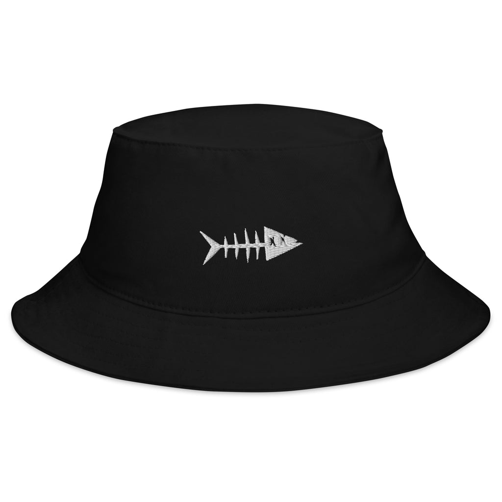 Clishirt© Embroidered White Fish Bucket Hat