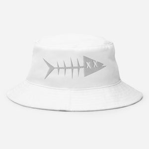 Clishirt© Embroidered White Fish Bucket Hat