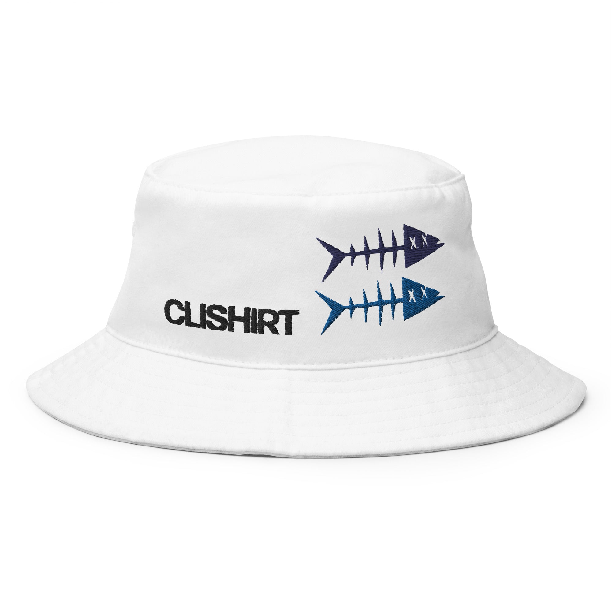 Clishirt© Embroidered Navy Royal Blue Fish Bucket Hat