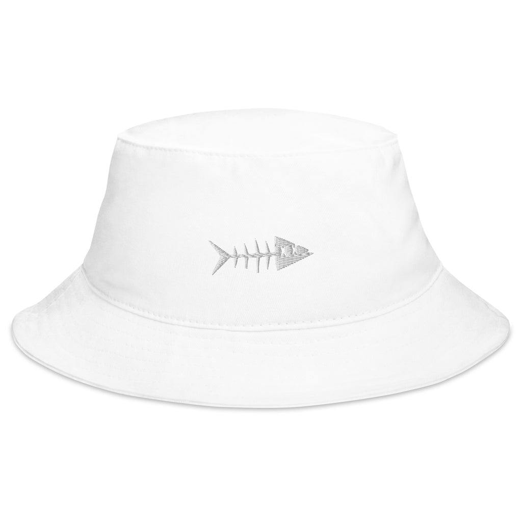 Clishirt© Embroidered White Fish Bucket Hat