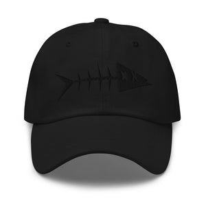 Clishirt© Embroidered Black Fish on Black Dad Hat
