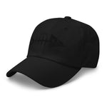 Clishirt© Embroidered Black Fish on Black Dad Hat