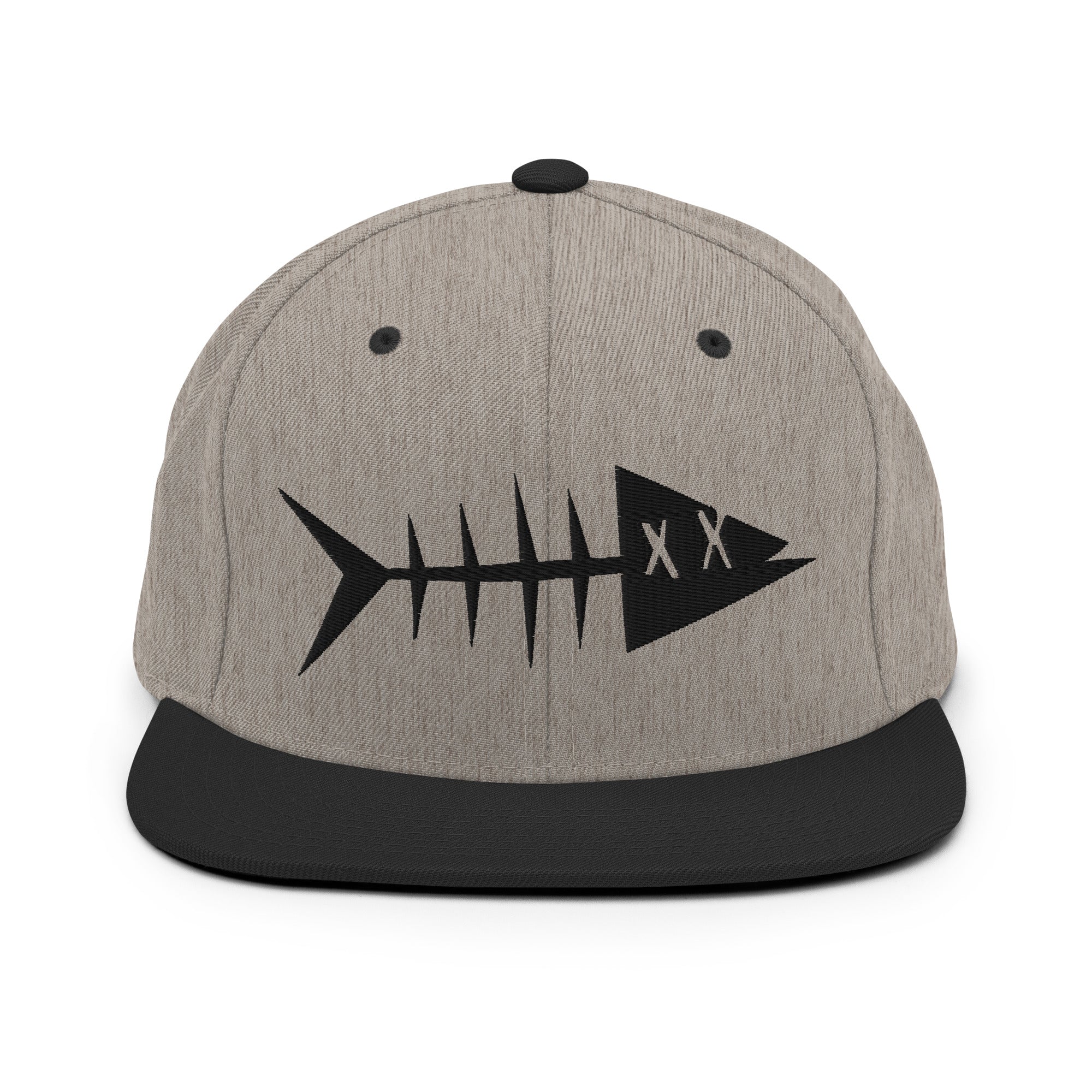 Clishirt© 3D Puff Embroidered Black Fish Snapback Hat