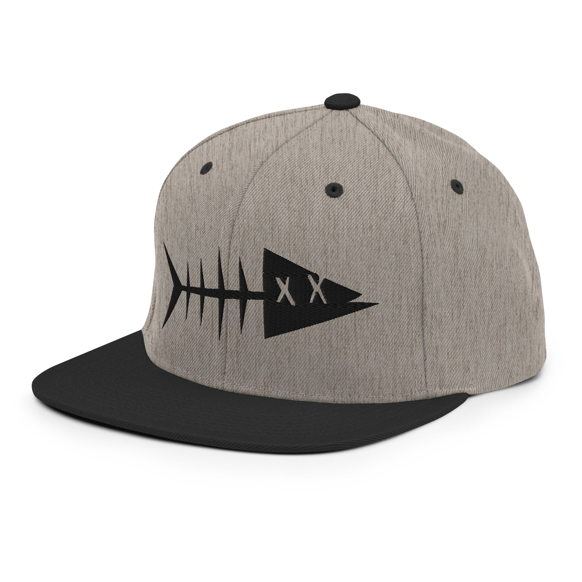 Clishirt© 3D Puff Embroidered Black Fish Snapback Hat