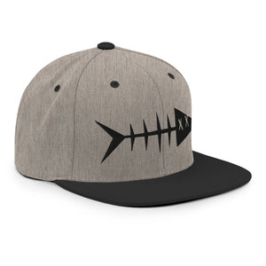 Clishirt© 3D Puff Embroidered Black Fish Snapback Hat