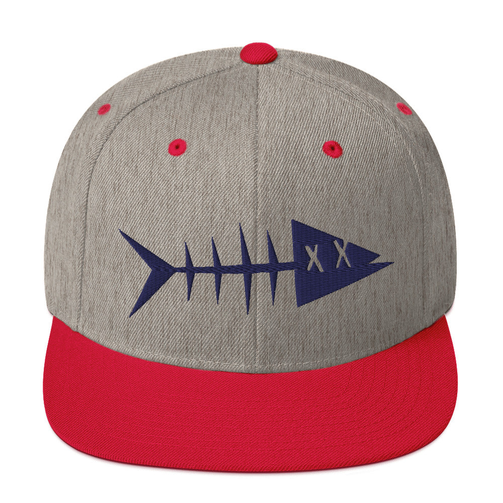 Clishirt© 3D Puff Embroidered Navy Fish Snapback Hat