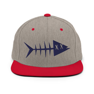 Clishirt© 3D Puff Embroidered Navy Fish Snapback Hat