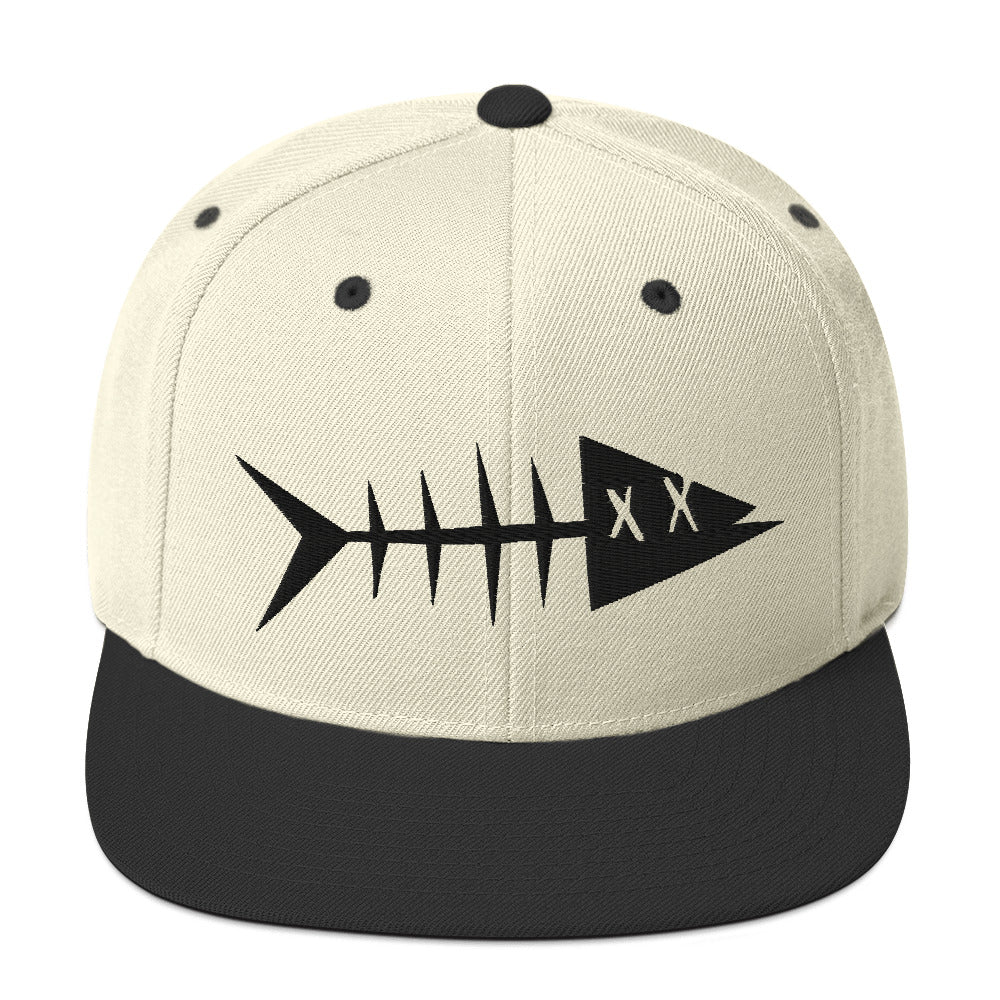 Clishirt© 3D Puff Embroidered Black Fish Snapback Hat