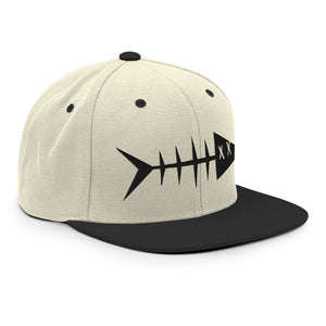 Clishirt© 3D Puff Embroidered Black Fish Snapback Hat