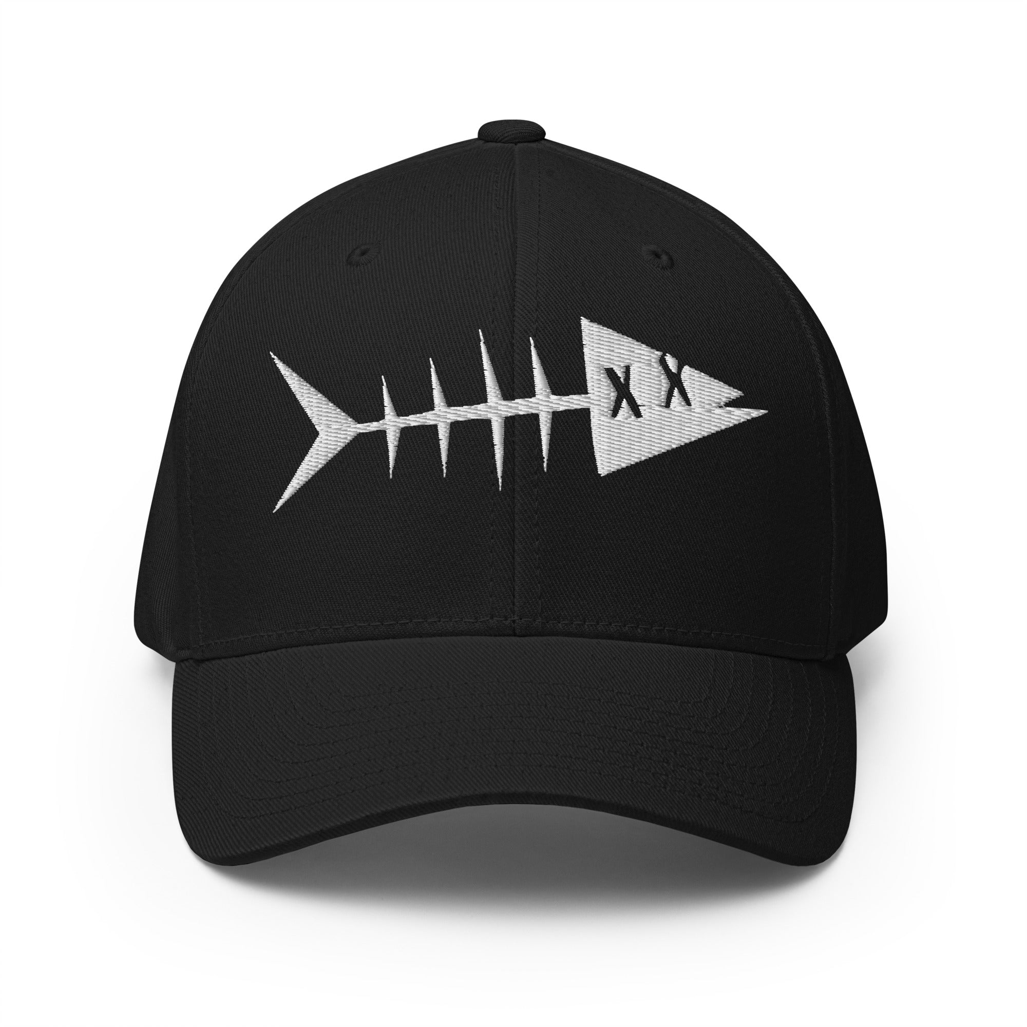 Clishirt© Embroidered White Fish Structured Twill Cap