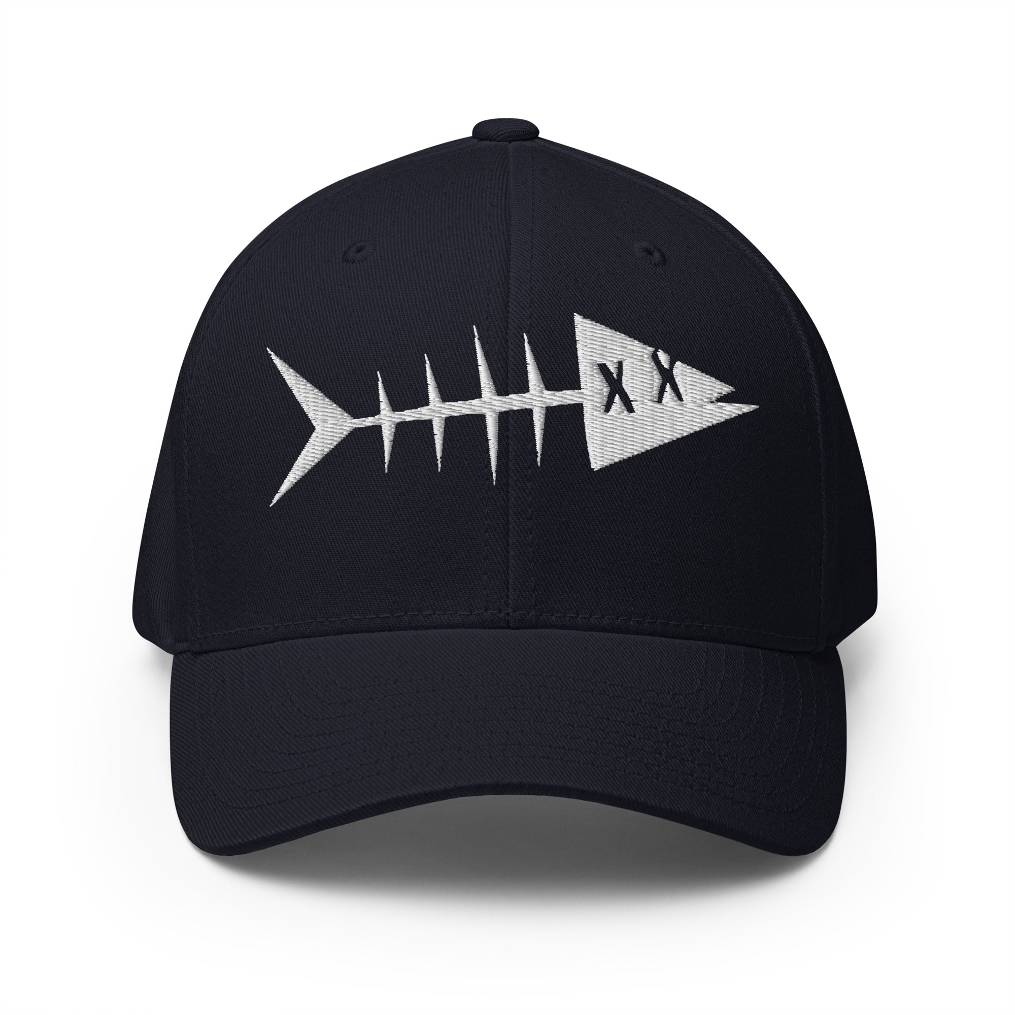Clishirt© Embroidered White Fish Structured Twill Cap