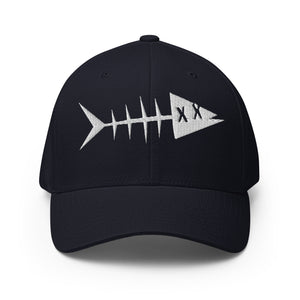 Clishirt© Embroidered White Fish Structured Twill Cap