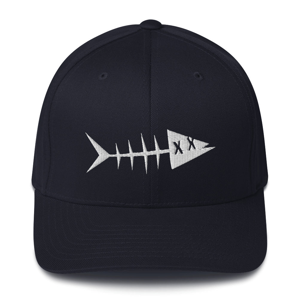 Clishirt© Embroidered White Fish Structured Twill Cap