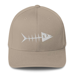 Clishirt© Embroidered White Fish Structured Twill Cap
