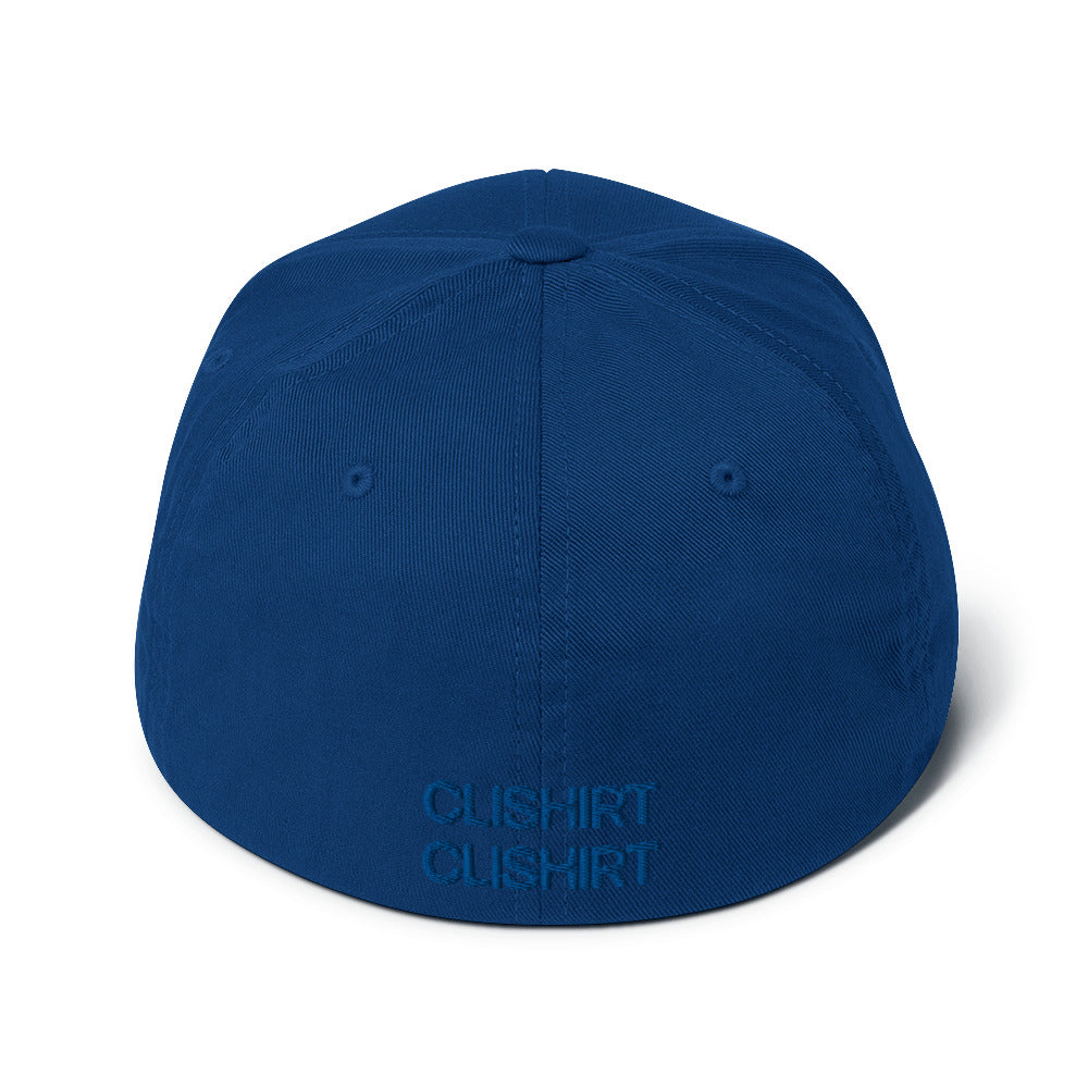 Clishirt© 3D Puff Embroidered Blue Fish Structured Twill Cap