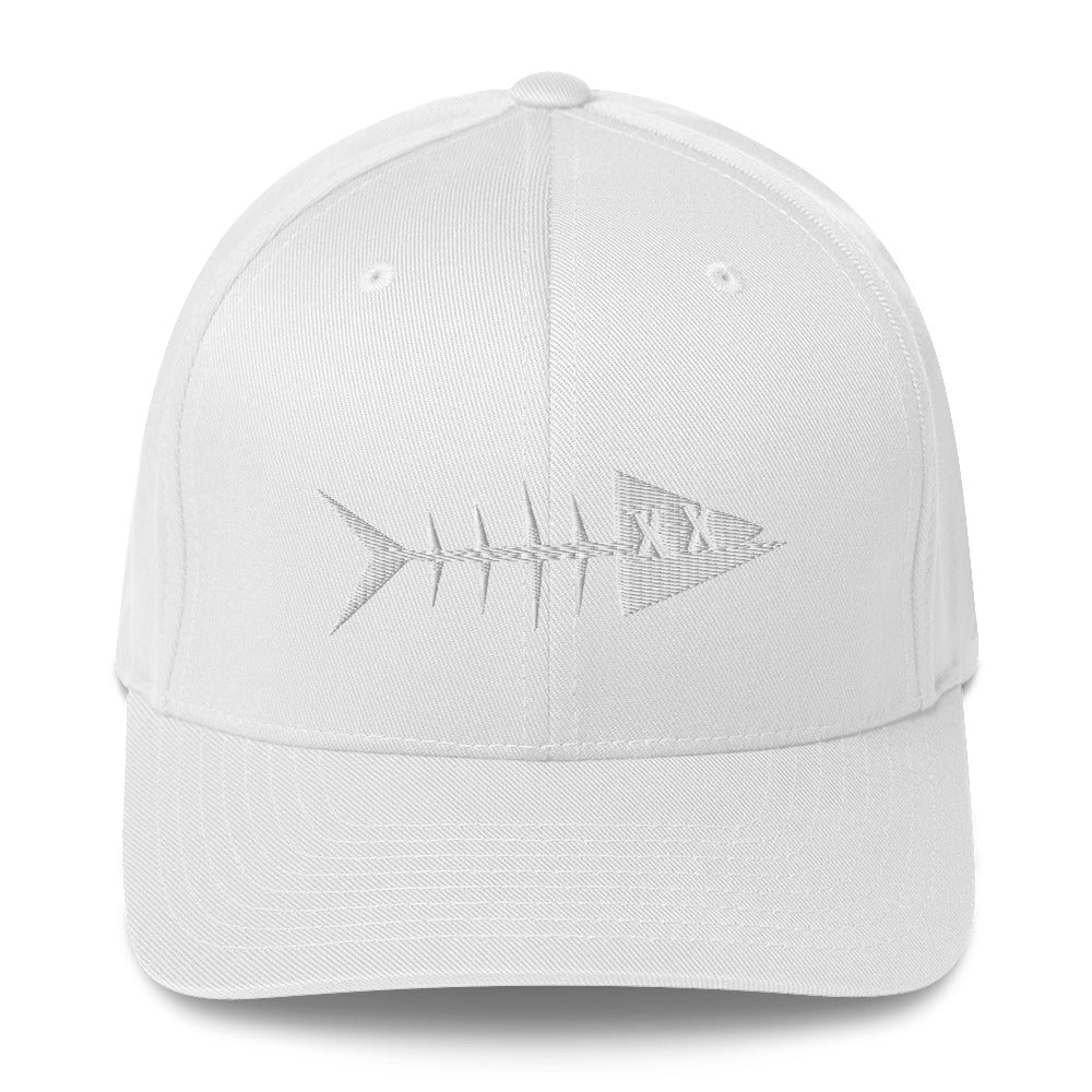Clishirt© 3D Puff Embroidered White Fish Structured Twill Cap