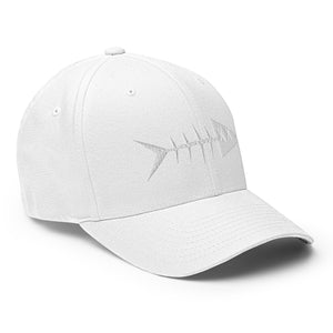 Clishirt© 3D Puff Embroidered White Fish Structured Twill Cap