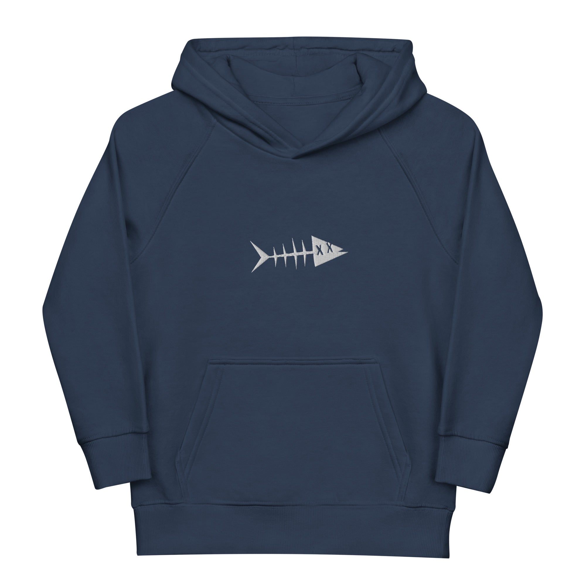 Clishirt© Embroidered White Fish Kids eco hoodie