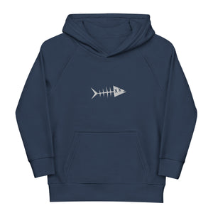 Clishirt© Embroidered White Fish Kids eco hoodie
