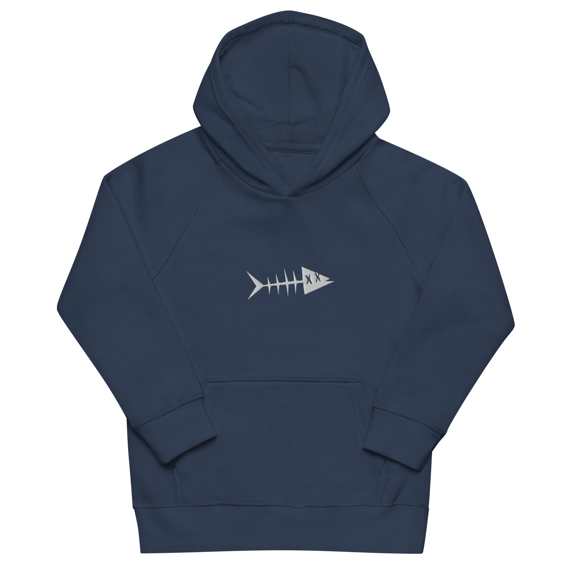 Clishirt© Embroidered White Fish Kids eco hoodie