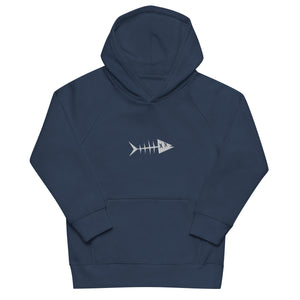 Clishirt© Embroidered White Fish Kids eco hoodie
