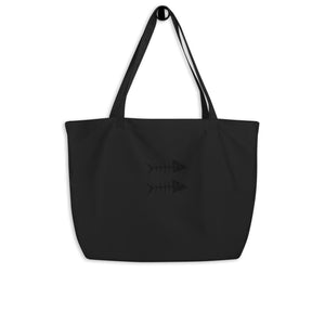 Clishirt© Embroidered Black Fish large organic tote bag