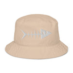 Clishirt© Embroidered White Fish Organic bucket hat