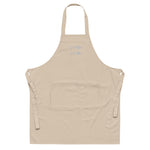 Clishirt© Embroidered White Fish Organic cotton apron