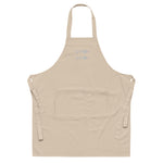 Clishirt© Embroidered White Fish Organic cotton apron