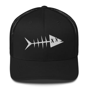 Clishirt© 3D Puff Embroidered White Fish Trucker Cap