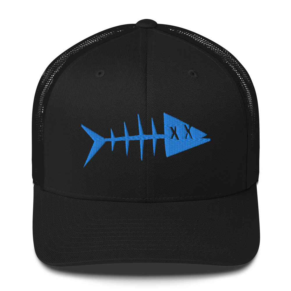 Clishirt© 3D Puff Embroidered Cyan Fish Trucker Cap