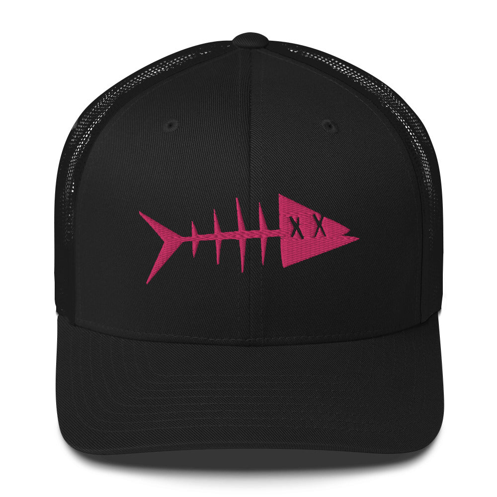 Clishirt© 3D Puff Embroidered Magenta Fish Trucker Cap