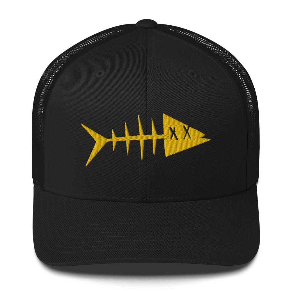 Clishirt© 3D Puff Embroidered Yellow Fish Trucker Cap