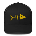 Clishirt© 3D Puff Embroidered Yellow Fish Trucker Cap