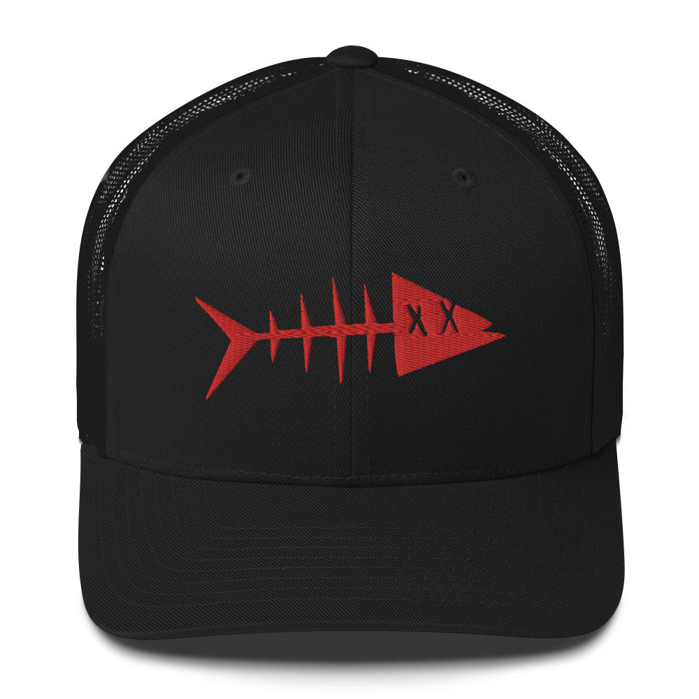 Clishirt© 3D Puff Embroidered Red Fish Trucker Cap