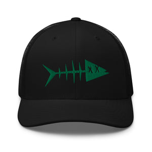 Clishirt© 3D Puff Embroidered Green Fish Trucker Cap