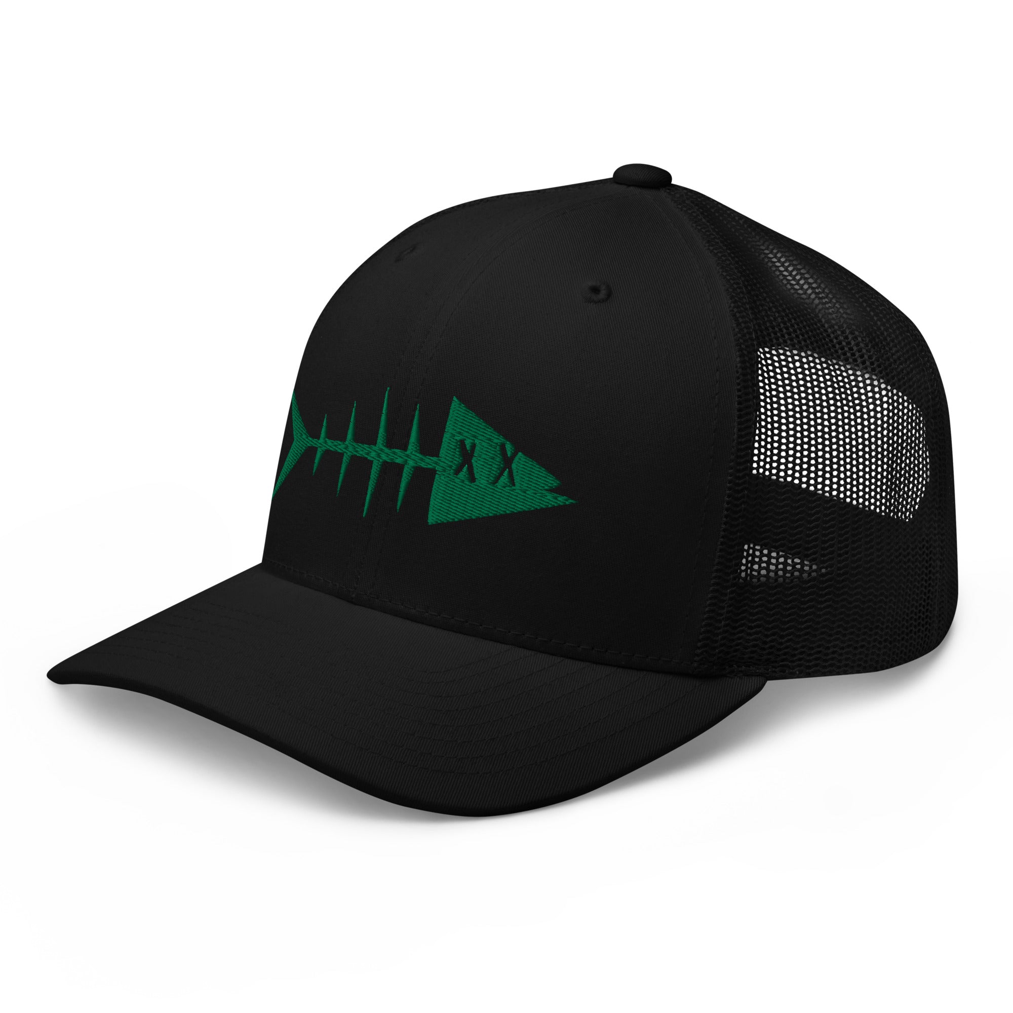 Clishirt© 3D Puff Embroidered Green Fish Trucker Cap