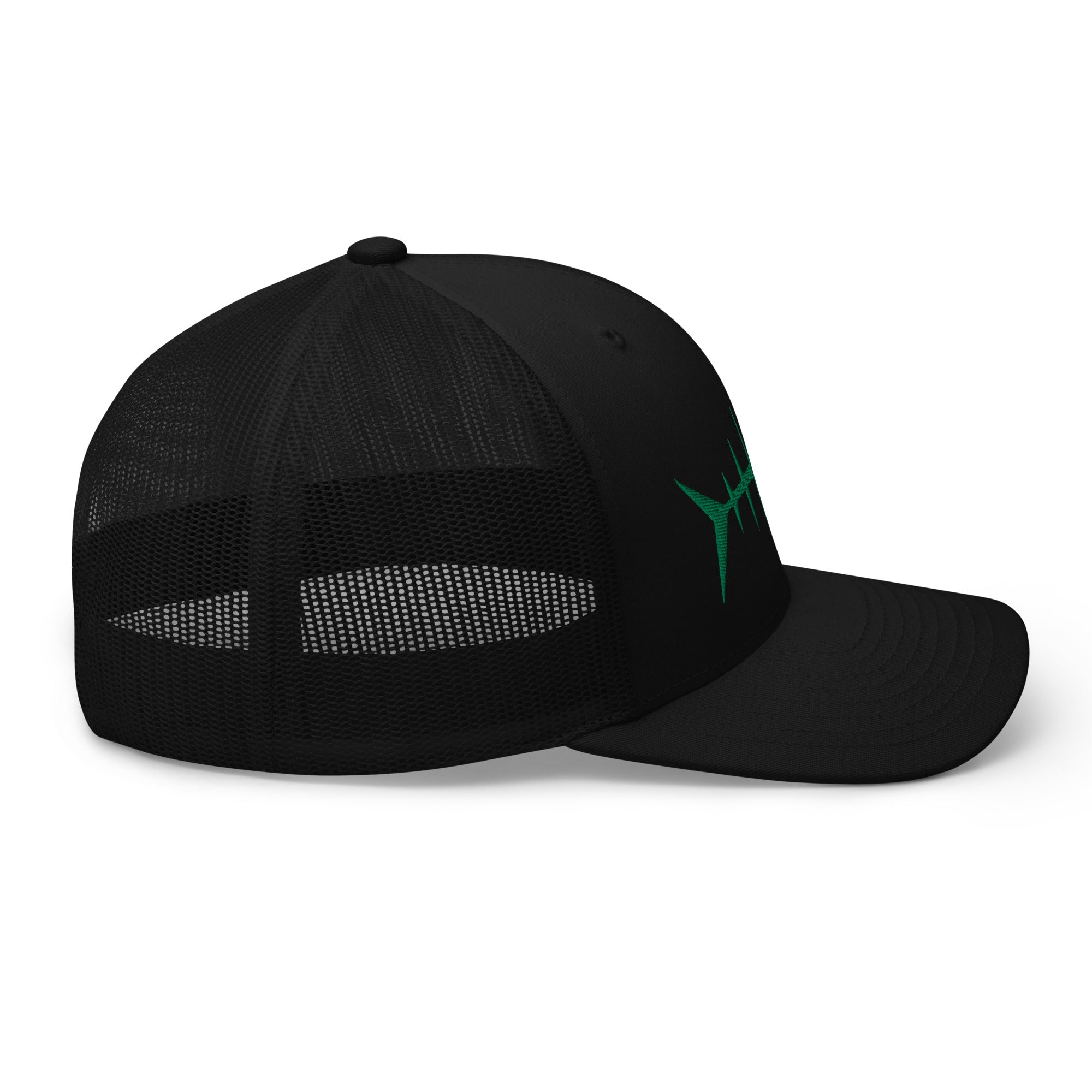 Clishirt© 3D Puff Embroidered Green Fish Trucker Cap