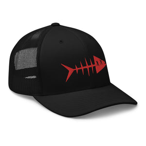 Clishirt© 3D Puff Embroidered Red Fish Trucker Cap