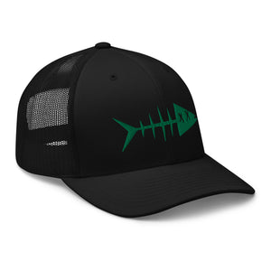 Clishirt© 3D Puff Embroidered Green Fish Trucker Cap