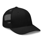 Clishirt© 3D Puff Embroidered Black Fish on Black Trucker Cap